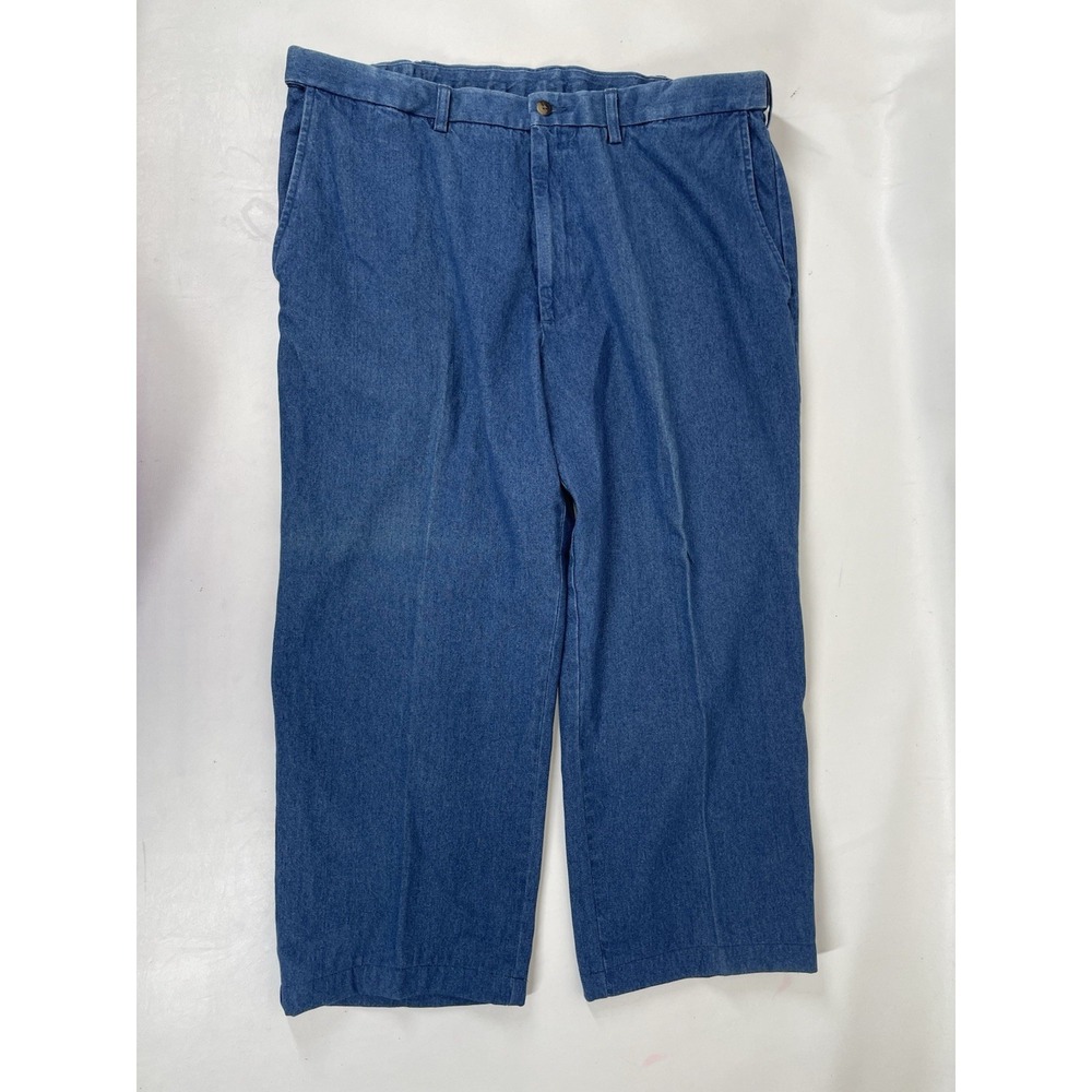 Haggar Work To Weekend Khaki Comfort Waistband Denim Pants Mens 40x29 Blue NWT